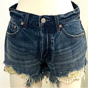 We The Free Blue Denim Frayed Hem Women Shorts Size 27